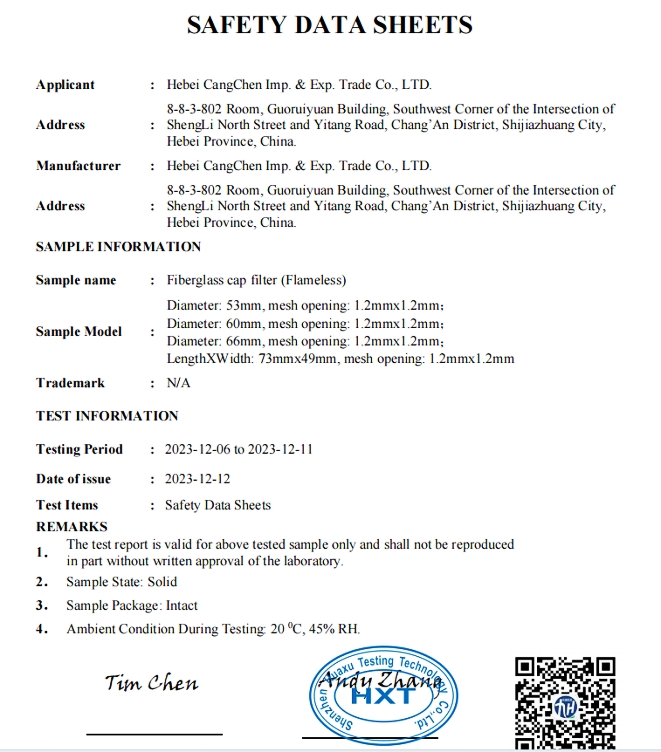 The KEY points of fiberglass cap filter working temperature